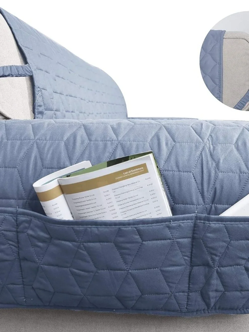 Nonslip Recliner Cover Oversized Stay in Place, (Stone Blue, 30'')